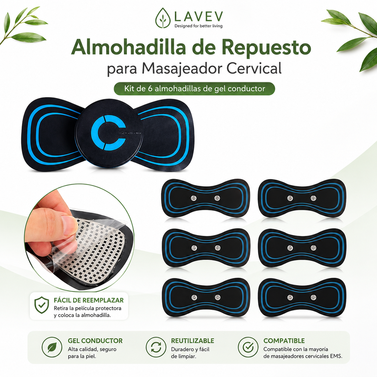 ALMOHADILLA DE REPUESTO PARA MASAJEADOR CERVICAL