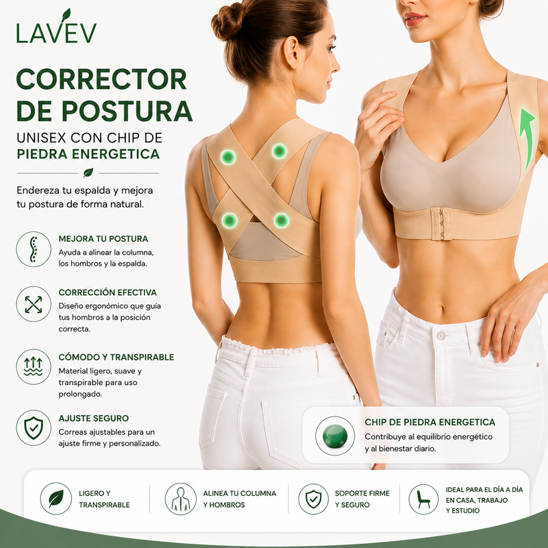 CORRECTOR DE POSTURA UNISEX CON CHIP DE PIEDRA ENERGETICA