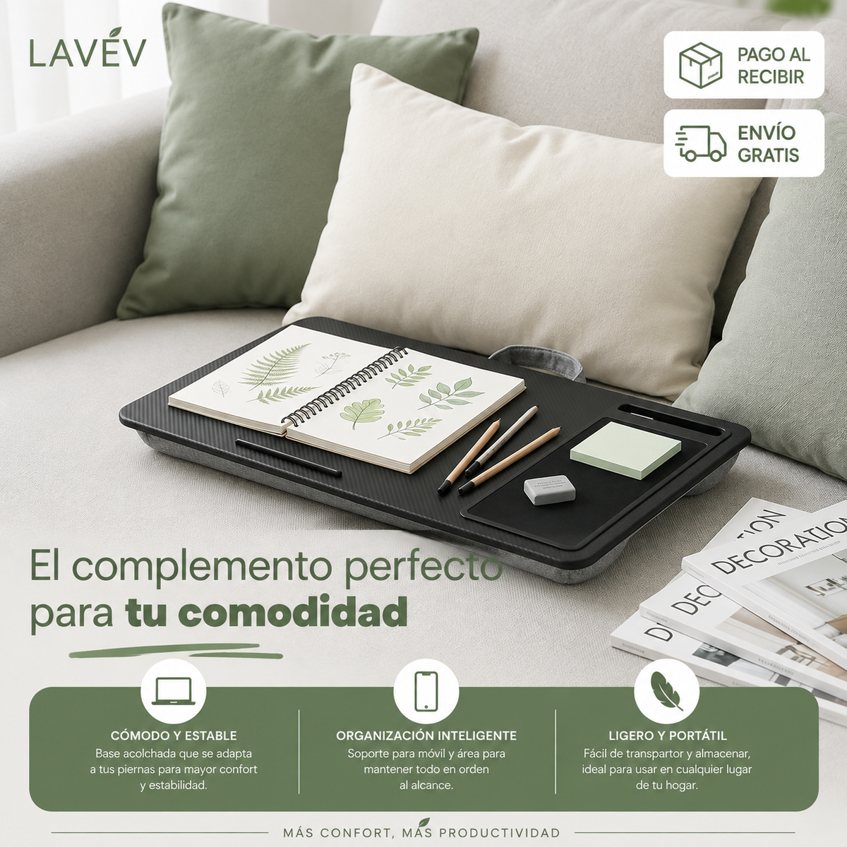 ESCRITORIO PORTÁTIL CON COJÍN PARA ORDENADOR