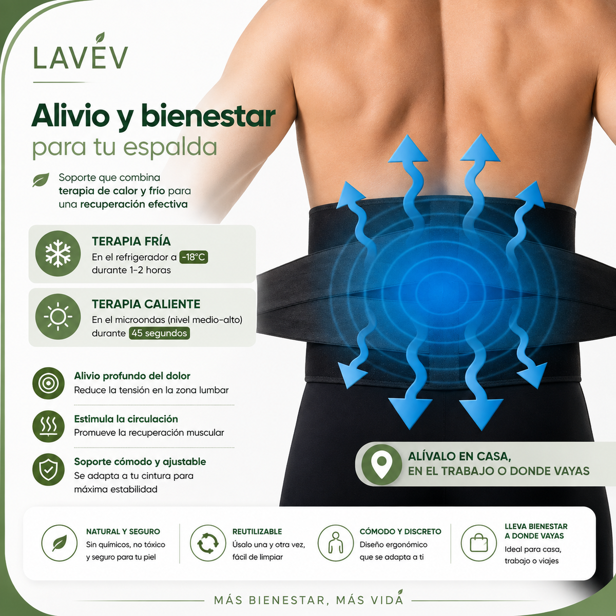 FAJA DE TERAPIA DE FRIO Y CALOR DE GEL REUTILIZABLE