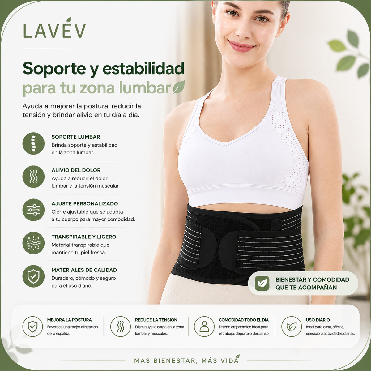 FAJA LUMBAR CON TERAPIA MAGNÉTICA