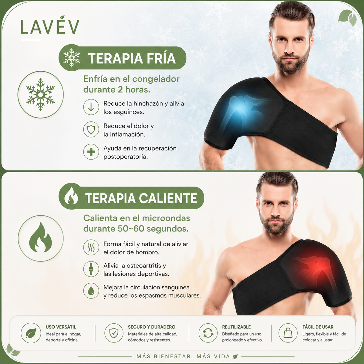 HOMBRERA DE GEL FRÍO Y CALOR REUTILIZABLE
