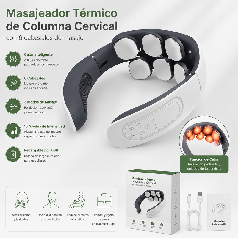 MASAJEADOR TÉRMICO DE COLUMNA CERVICAL