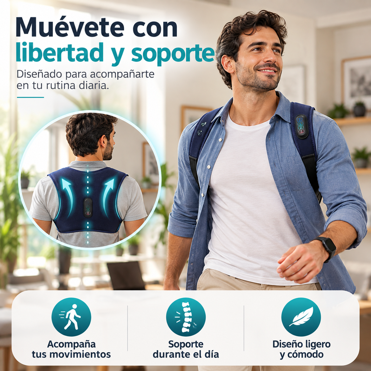 Corrector de Espalda con Masaje y Calor